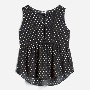 Navy Venice Relaxed Peplum blouse from Q&A. With white polka dots